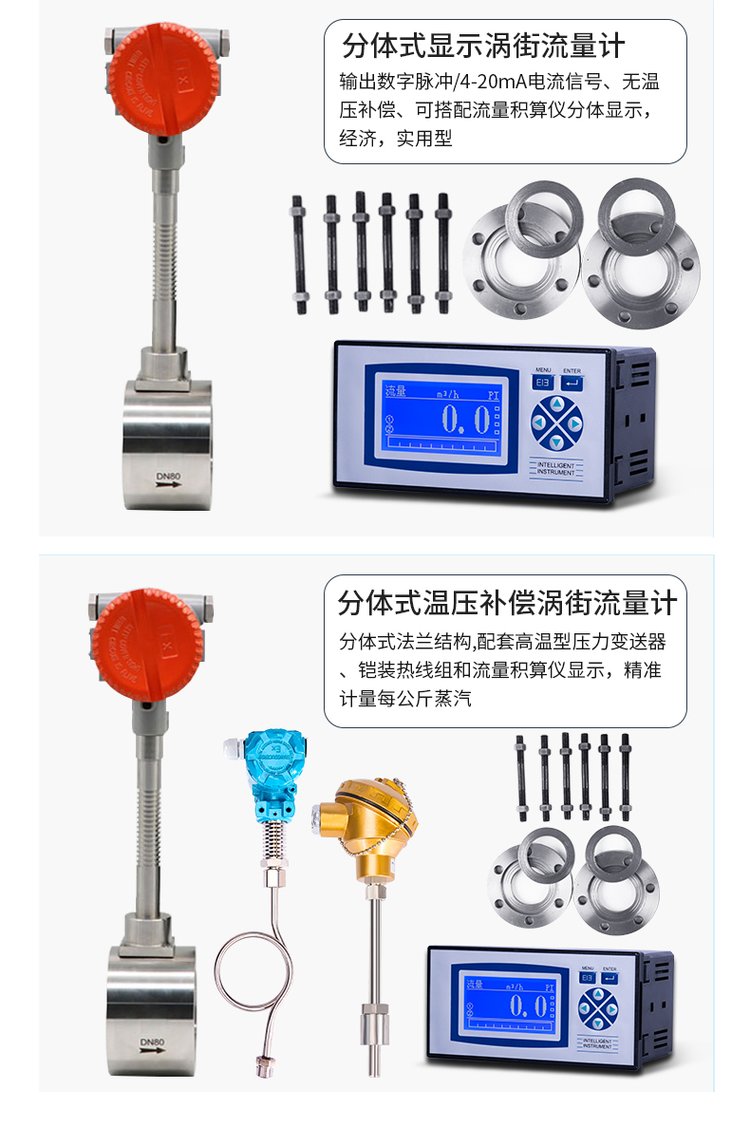 插入式渦街流量計分體式選型圖